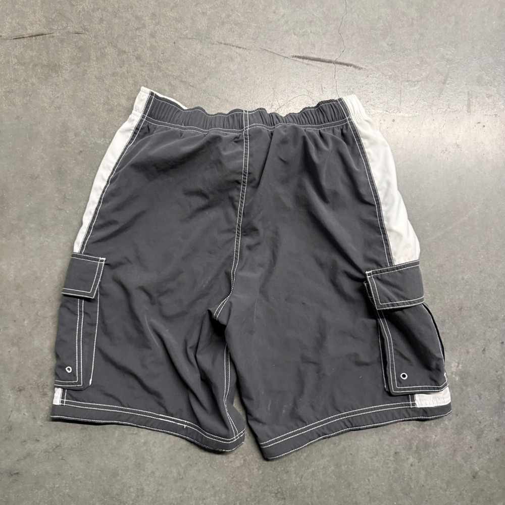 Nike Mens Cargo Board Shorts Grey White Contrast Stitch Swim Trunks Medium